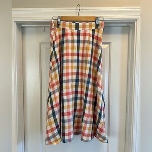 NWT LOFT Gingham A-Line Midi Skirt